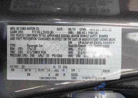 2013 Ford Focus Se z USA, uszkodzony, nr VIN 1FADP3F2XDL103511